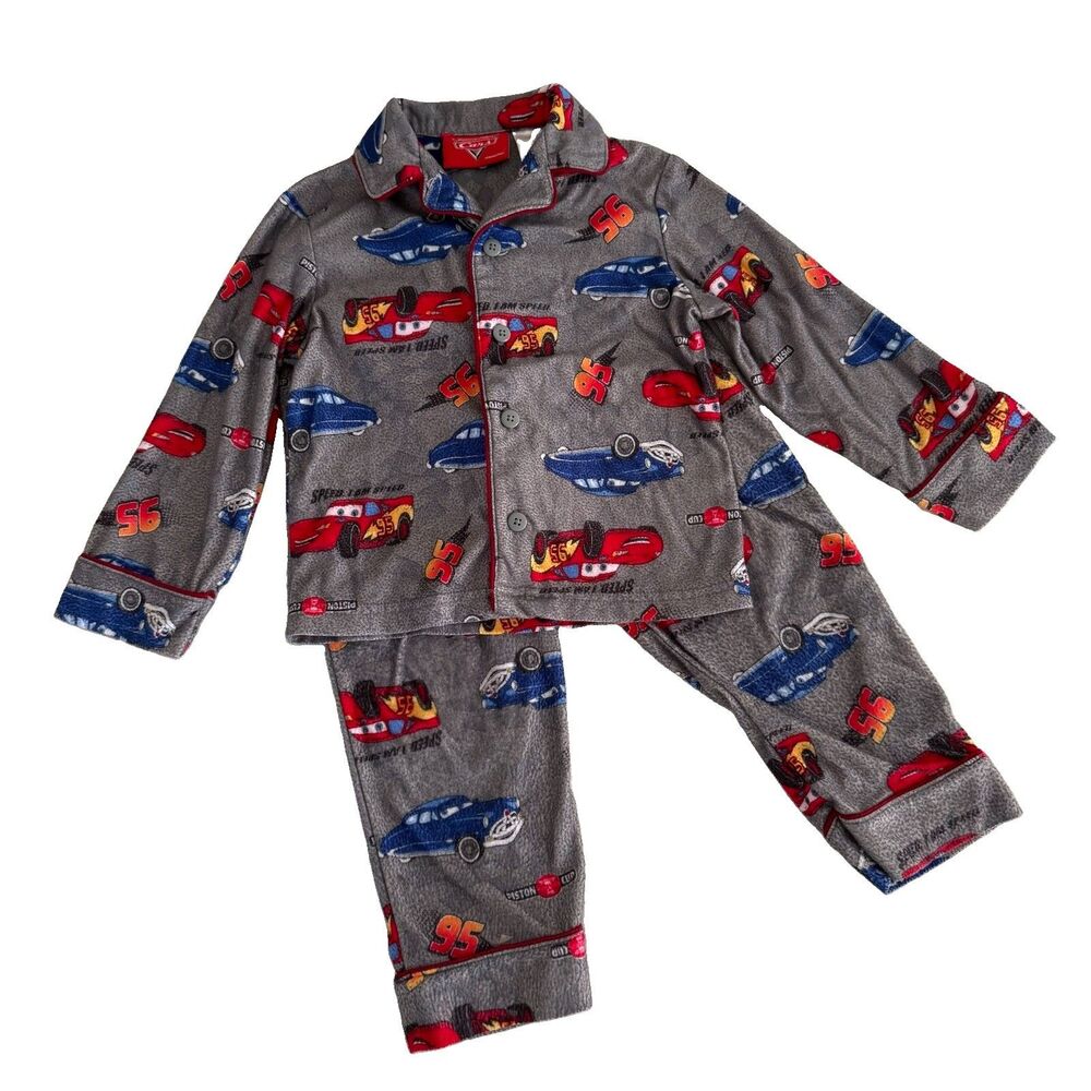 Disney Cars Boys Sz 4 Flannel Pajamas Long Sleeve Pjs Set Lightning McQueen Doc